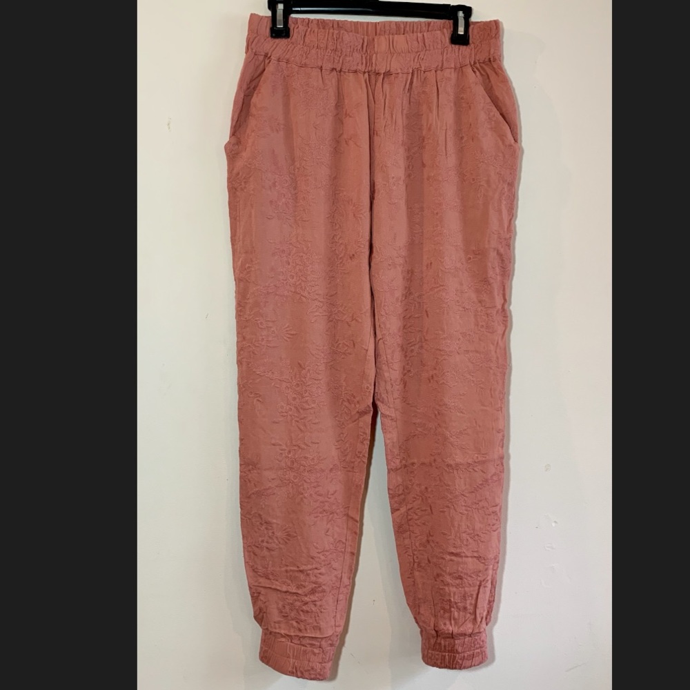 Pink floral Anthropologie joggers